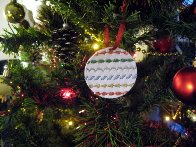 Decoración navideña: bolas para el árbol con fieltro